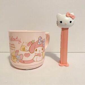 Sanrio My Melody Hello Kitty Kids Plastic Cup Pez Candy Dispenser Lot